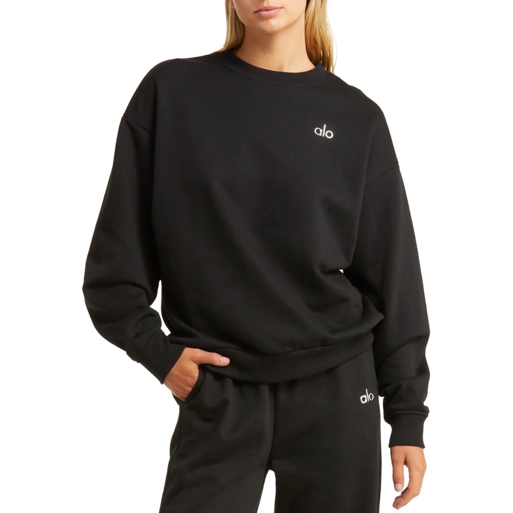Alo Yoga Accolade Crew Neck Pullover Black S